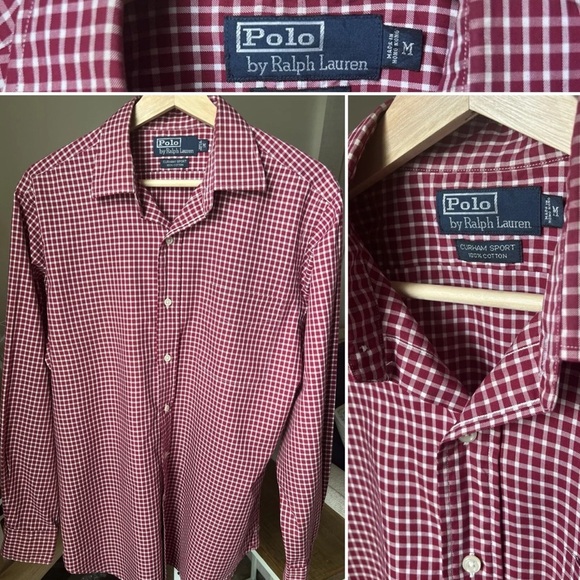 Polo Ralph Lauren Men’s Curham Sport Red Cotton Plaid Button Up Size M - Picture 1 of 7